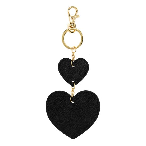 kikki. K | Leather Double Heart Key Ring Black: Signature Edition | NWT - Picture 2 of 4